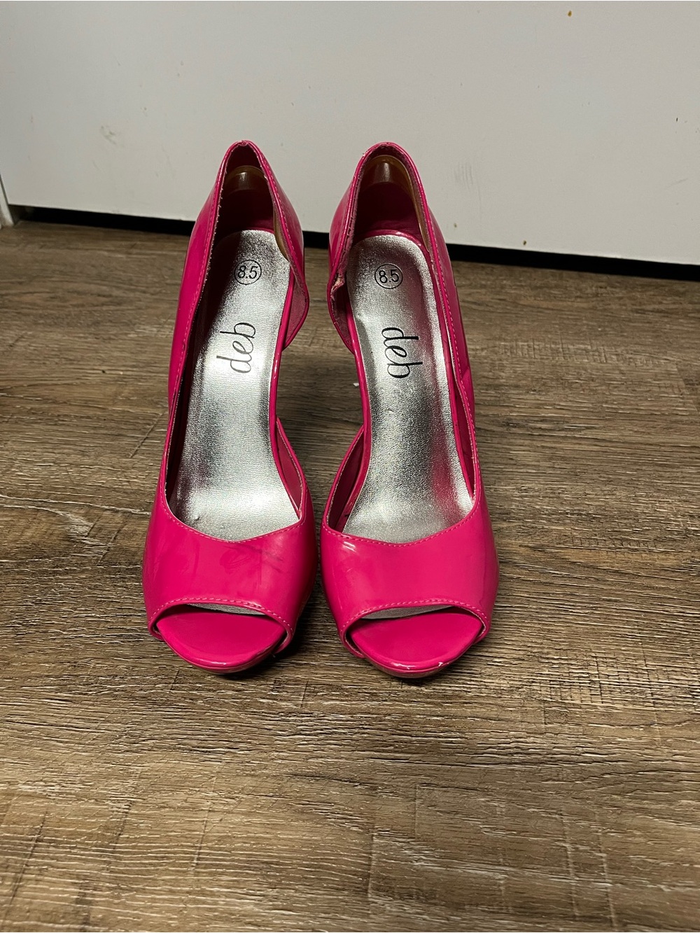 Deb Hot Pink Patent Peep-Toe Heels